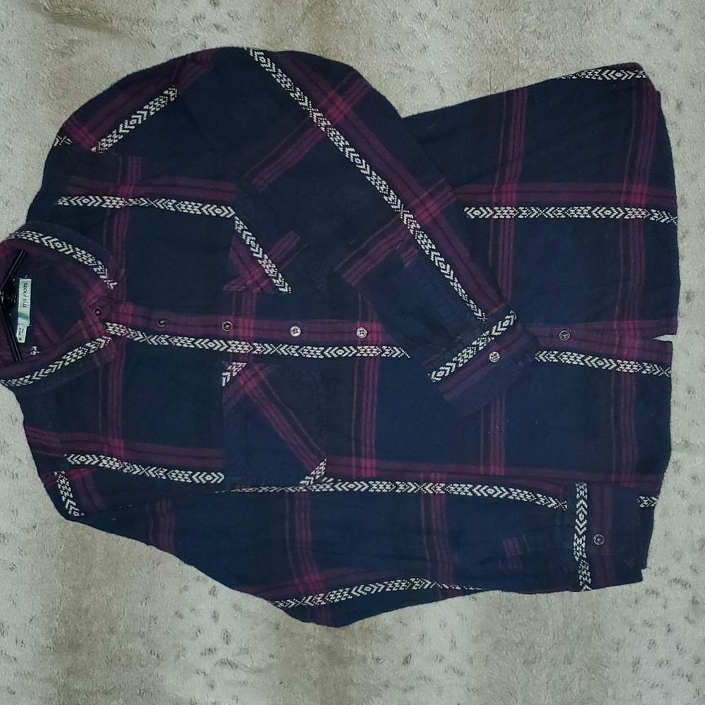 Blue Navy Blue White Purple Black Tribal Print Plaid Flannel